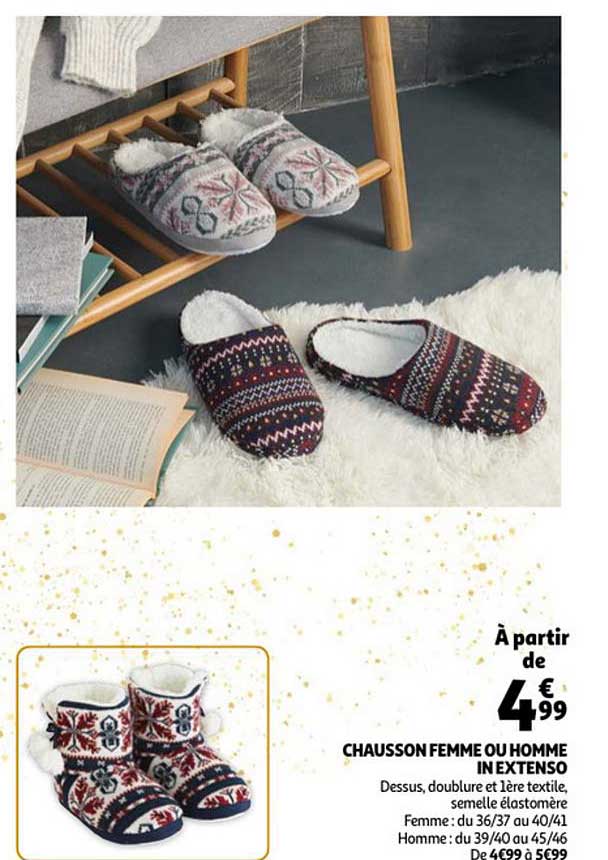 chausson femme ou homme in extenso