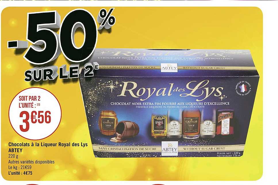 chocolats à la liqueur royal des lys abtey