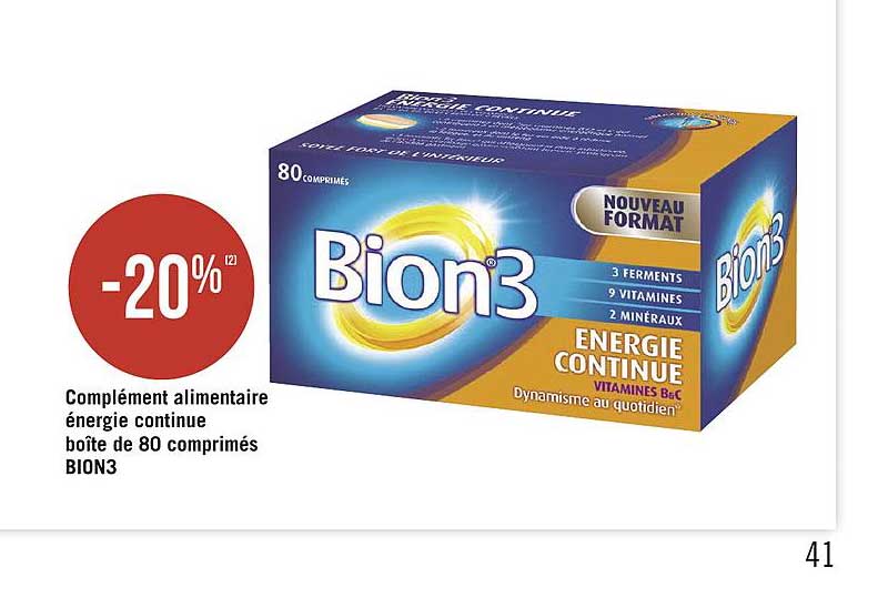 complément alimentaire énergie continue boîte de 80 comprimés bion3