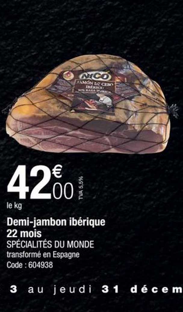 demi-jambon ibérique 22 mois spécialités du monde