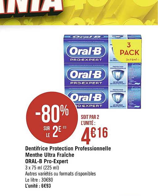dentifrice protection professionnelle menthe ultra fraîche oral-b pro-expert