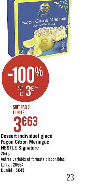 dessert individuel glacé façon citron meringué nestlé signature