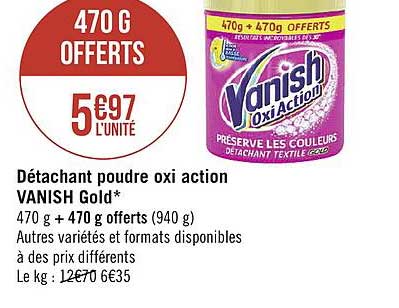 détachant poudre oxi action vanish gold