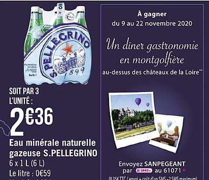 eau minéral naturelle gazeuse s.pellegrino
