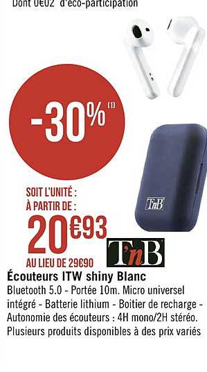 écouteur itw shiny blanc