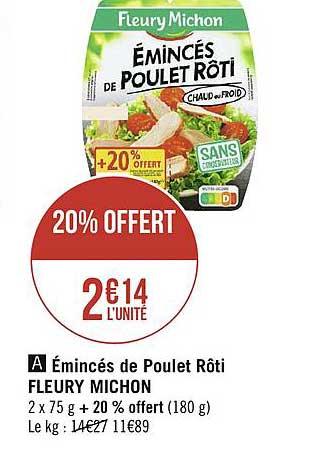 émincés de poulet rôti fleury michon