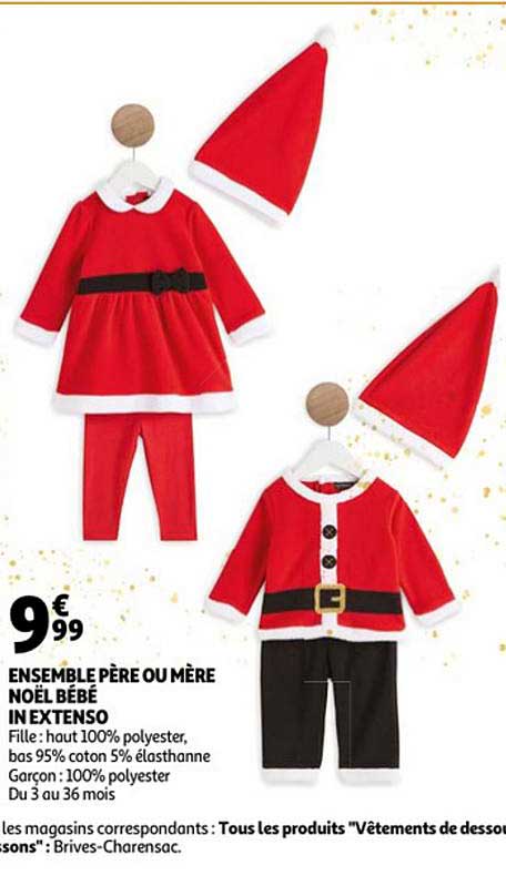 ensemble père ou mère noël bébé in extenso