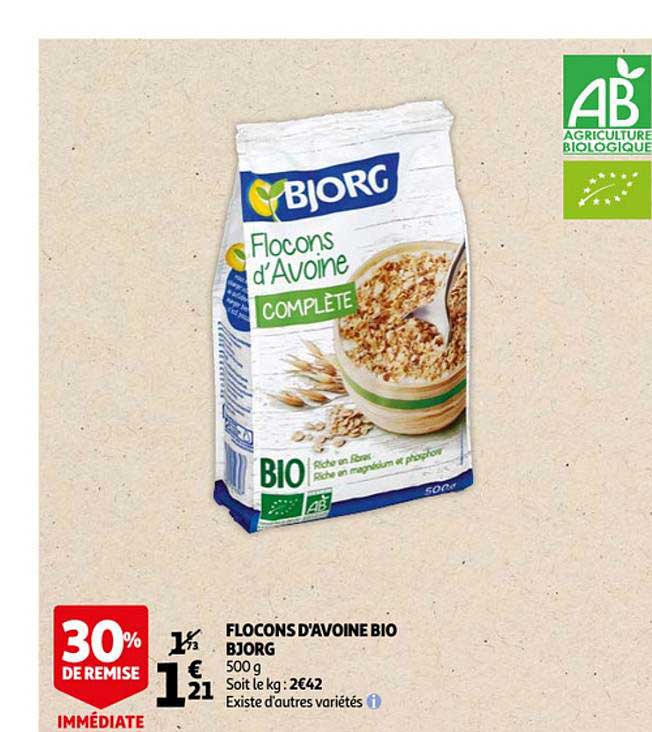 flocon d'avoine bio bjorg 30% de remise immédiate