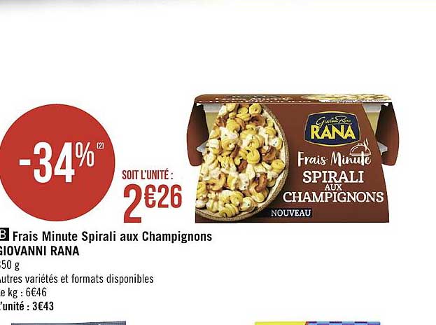 frais minute spirali aux champignons giovanni rana