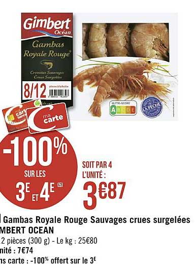 gambas royale rouge sauvages crues surgelées gimbert océan