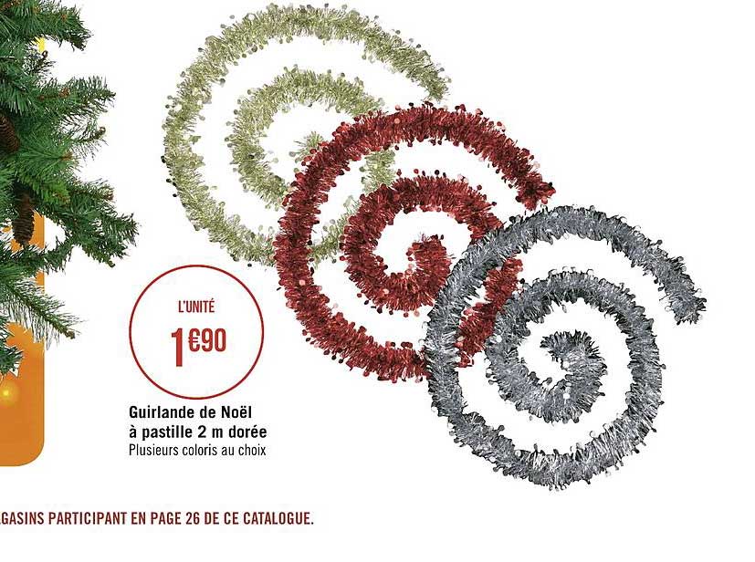 guirlande de noël à pastille 2m dorée