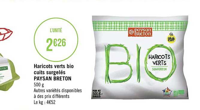 haricots verts bio cuits surgelés paysan breton
