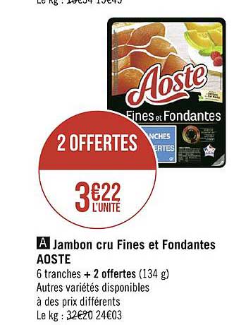 Jambon Cru Fines Et Fondantes Aoste