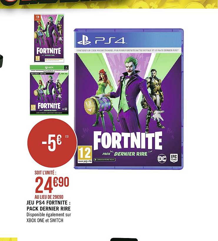 jeu ps4 fortinite : pack dernier rire