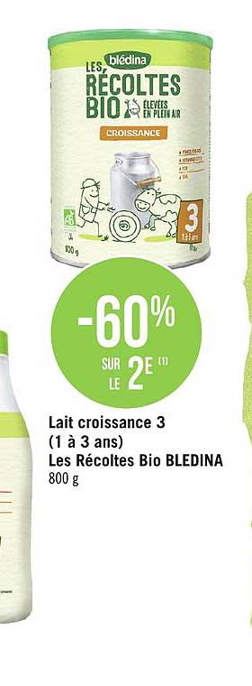 lait croissance 3 (1 à 3 ans) les récoltes bio bledina