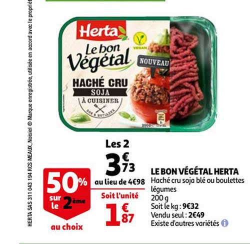 Le Bon Végétal Herta 50% Sur Le 2ème Au Choix