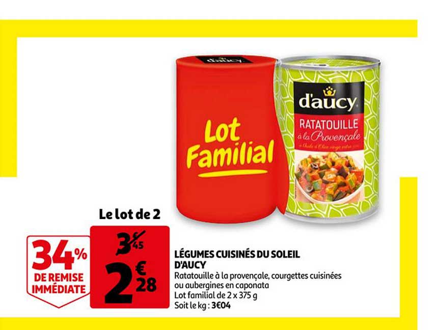 Légumes Cuisinés Du Soleil D'aucy 34% De Remise Immédiate