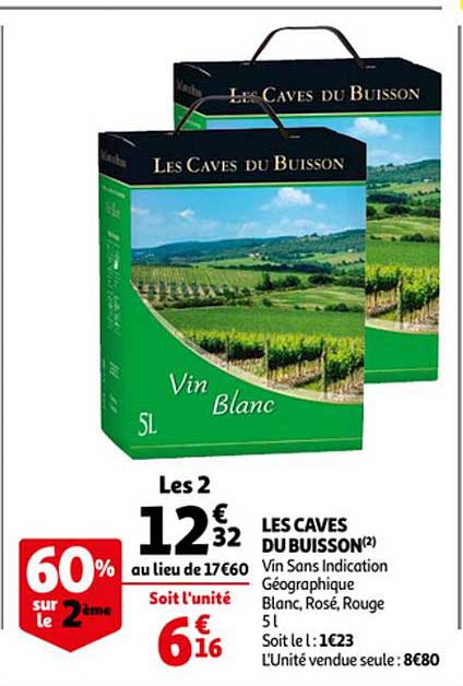 les caves de buisson vin sans indication géographique 60% sur le 2ème