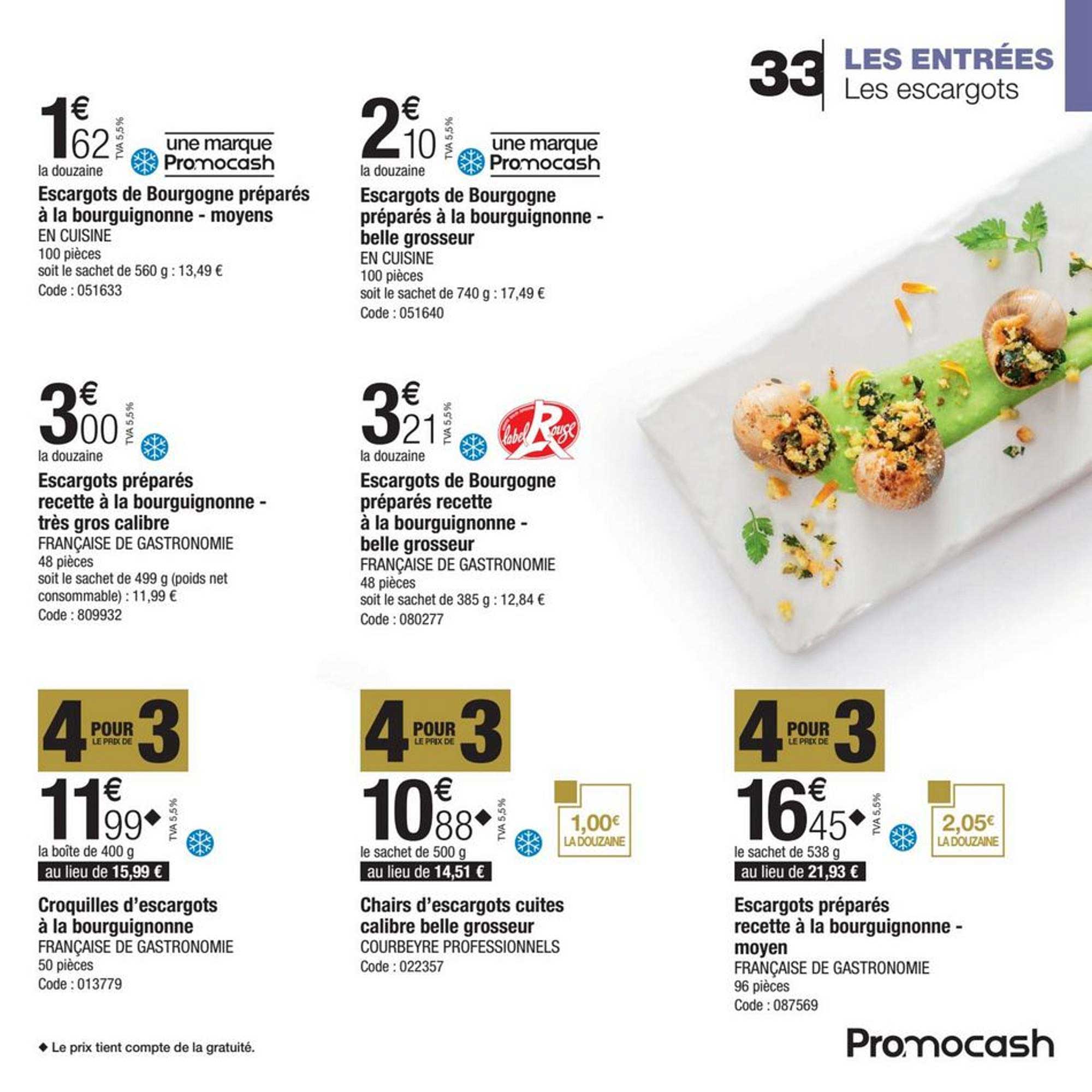 les entrées  : les escargots