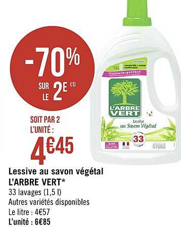 lessive au savon végétal l'arbre vert