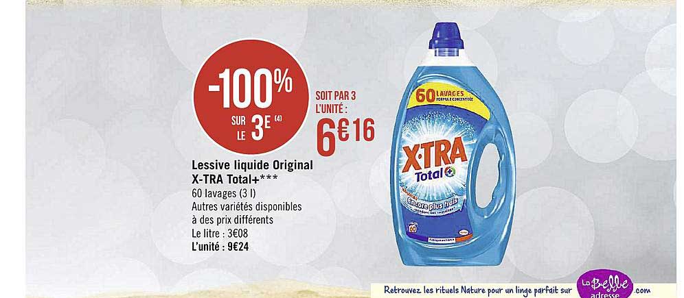 lessive liquide original x tra total+ -100% sur le 3e