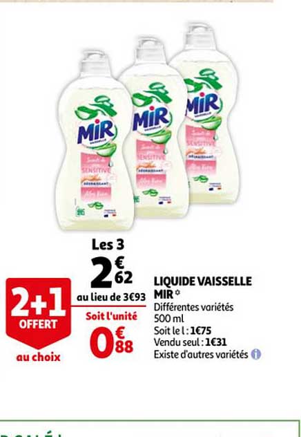 Liquide Vaisselle Mir 2+1 Offert Au Choix