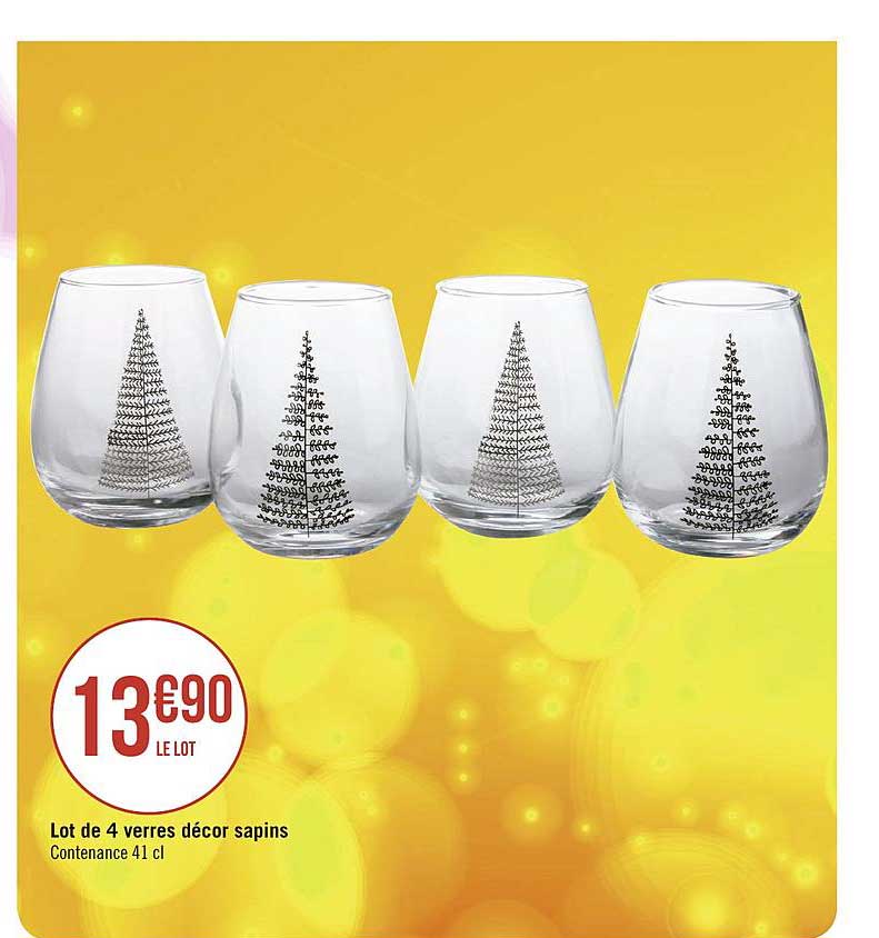 Lot De 4 Verres Décor Sapins