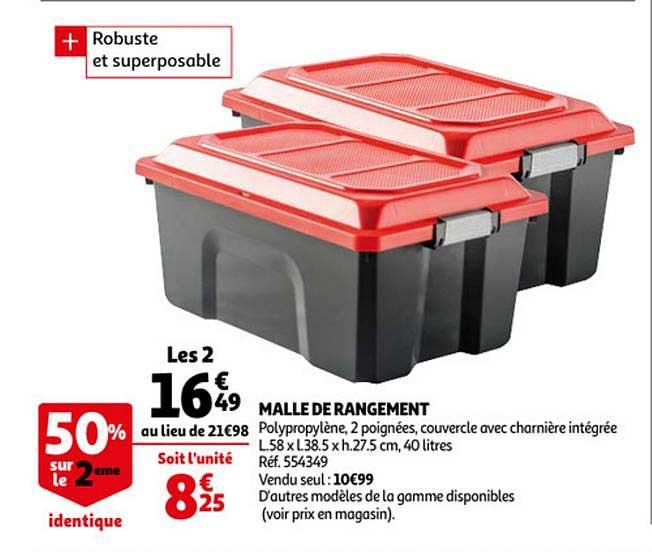 malle de rangement 50% sur le 2ème identique