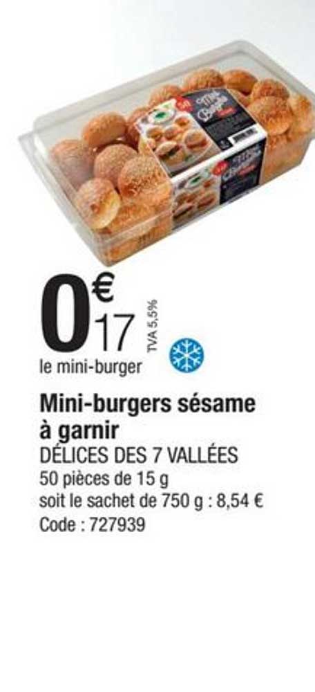 mini-burgers sésame à garnir délices des 7 vallées