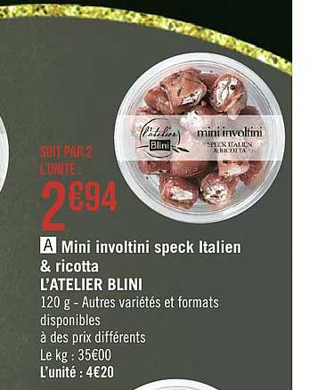 Mini Involtini Speck Italien & Ricotta L'atelier Blini