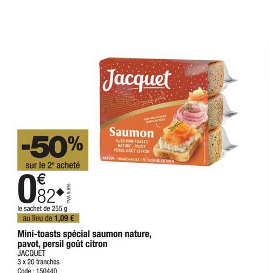 mini-toasts spécial saumon nature, pavot, persil goût citron jacquet