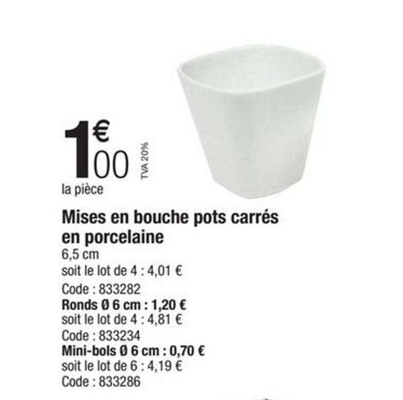 mises en bouche pots carrés en porcelaine
