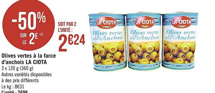 Olives Vertes à La Farce D'anchois La Cioto