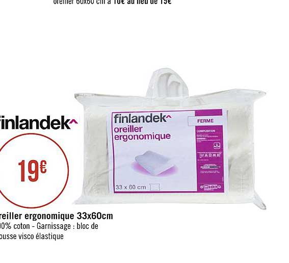 oreiller ergonomique 33x60cm