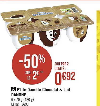 p'tite danette chocolat & lait danone