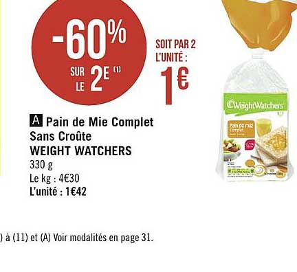 pain de mie complet sans croûte weight watchers