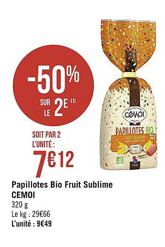 papillotes bio fruits sublime cemoi -50% sur le 2e