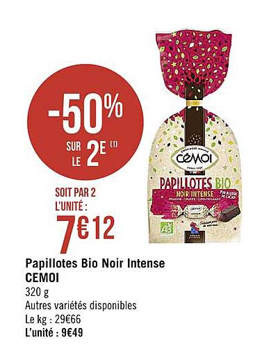 papillotes bio noir intense cemoi -50% sur le 2e