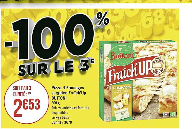 pizza 4 fromages surgelée fraîch'up buitoni