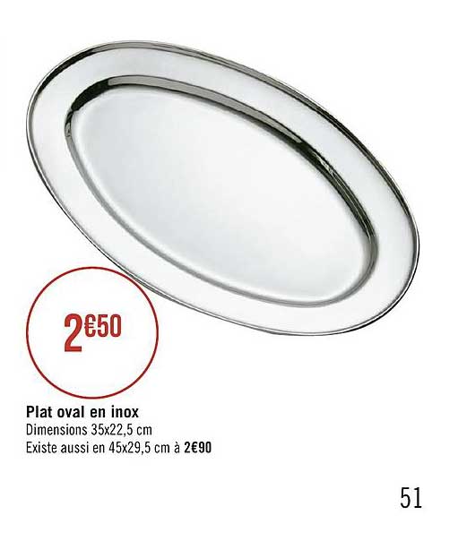 plat oval en inox