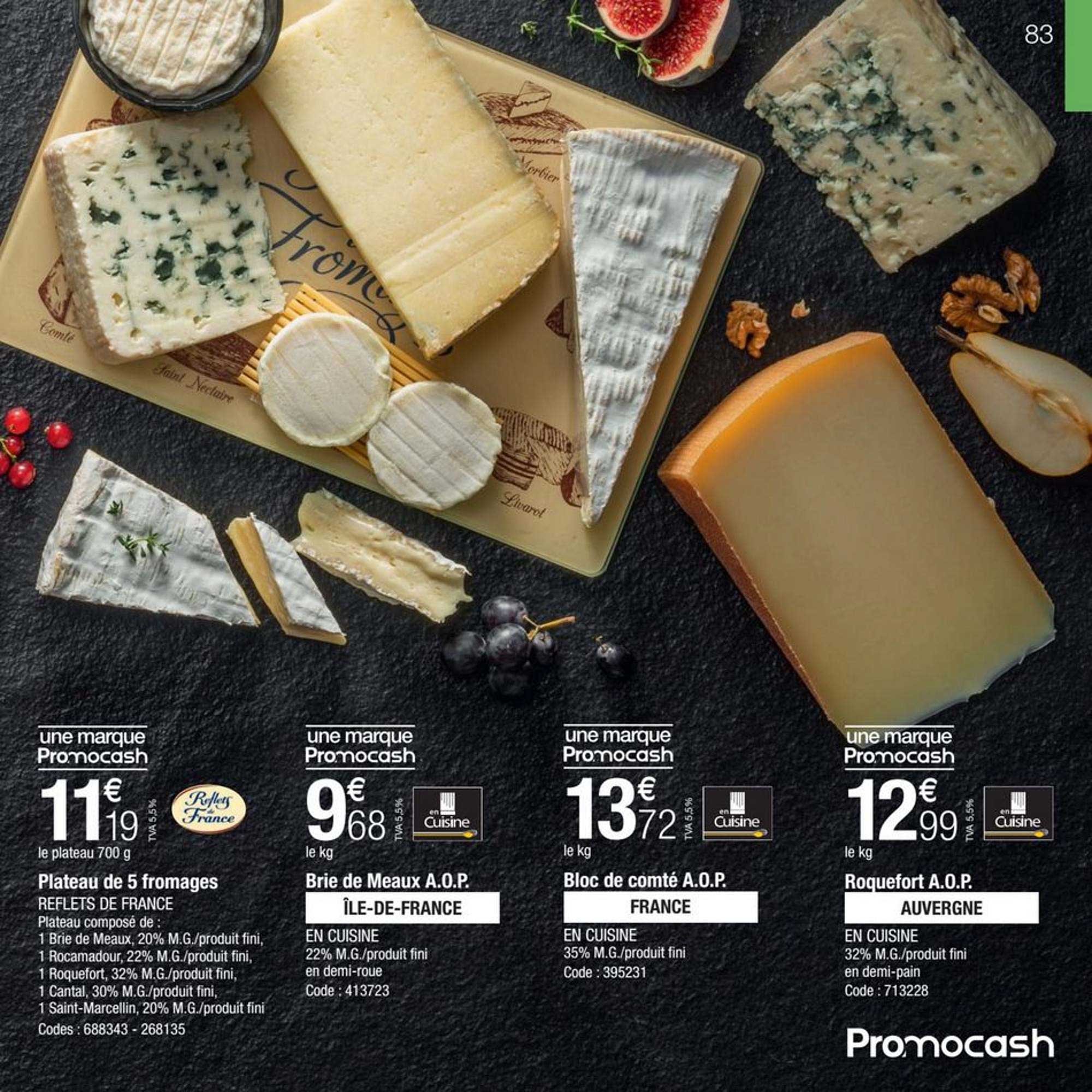 plateau de 5 fromages reflets de france, brie de meaux aop en cuisine île-de-france, bloc de comté aop en cuisine france, roquefort aop en cuisine auvergne