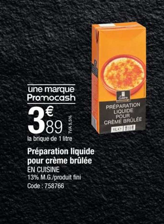 préparation liquide pour crème brûlée
