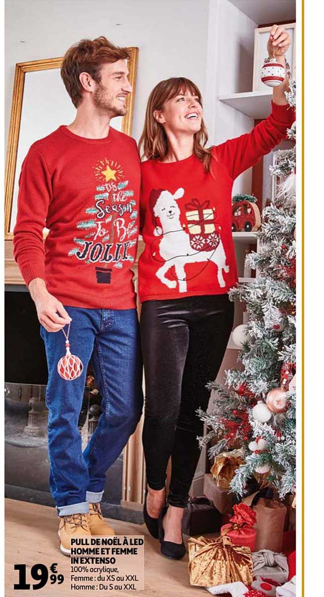 pull de noël à led homme et femme in extenso