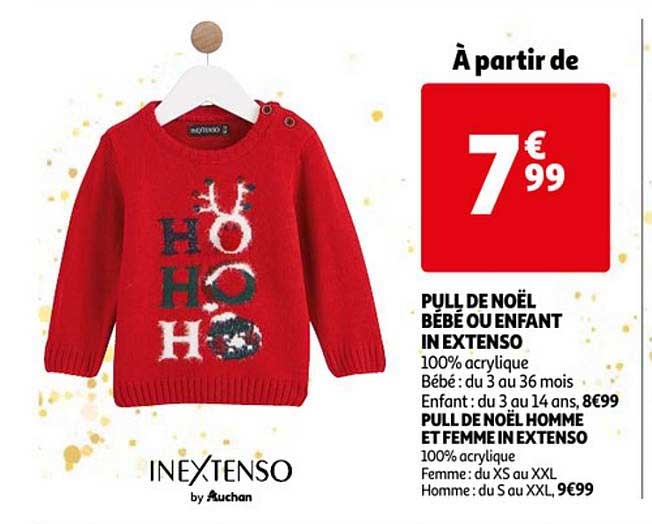 pull de noël bébé ou enfant in extenso pull de noël homme ou femme in extenso