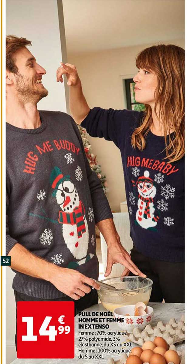 pull de noël homme et femme in extenso