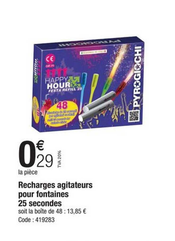 recharges agitateurs pour fontaines 25 secondes