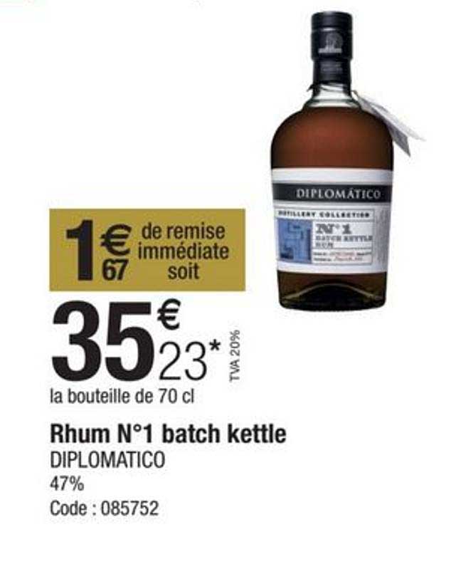 rhum n°1 batch kettle diplomatico 47%