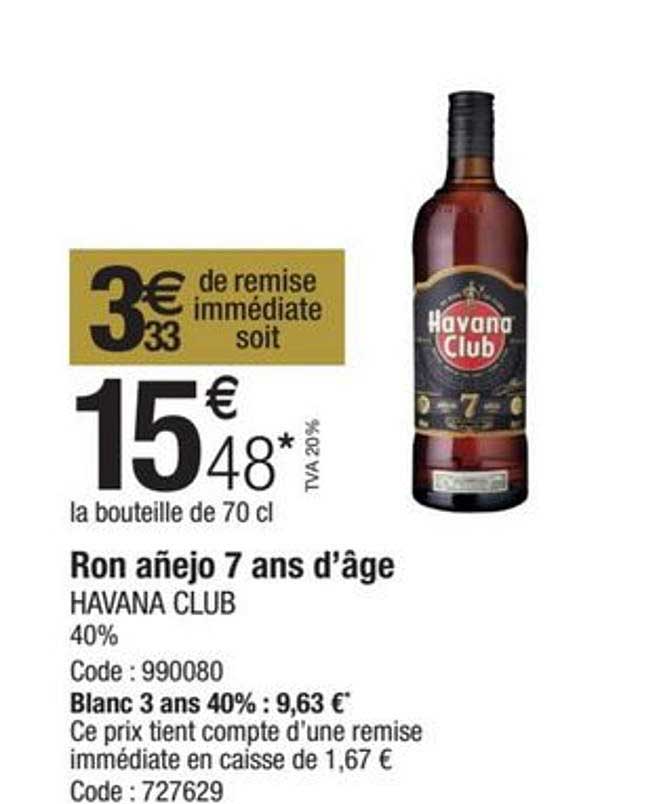 ron anejo 7 ans d'âge havana club 40%