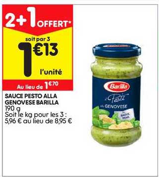 sauce pesto alla genovese barilla 2+1 offert