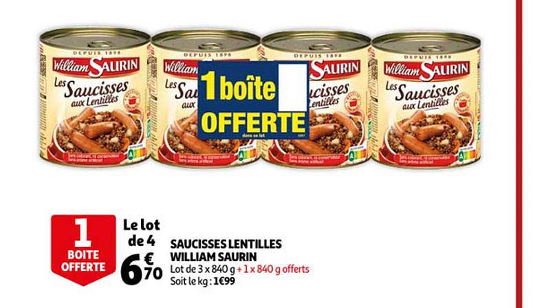saucisses lentilles william saurin